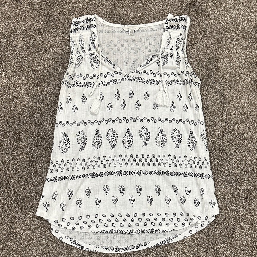 Lucky Brand Black and White Patterned Blouse